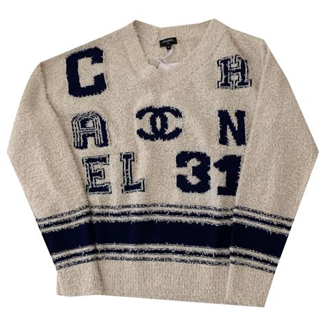 chanel crewneck beige|Chanel pullover flannel.